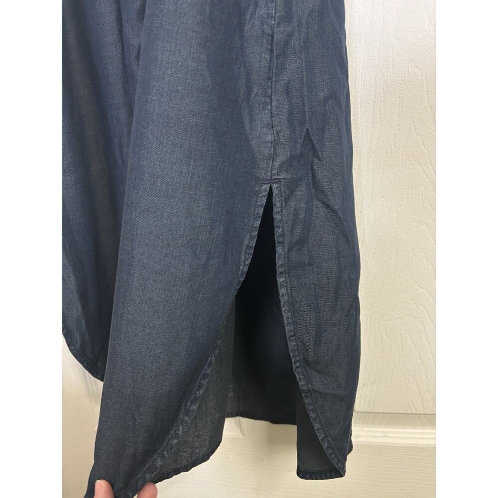 Side Stitch Chambray Dark Wash Belted Shirt Dress Small Coastal Cowgirl Rodeo - Picture 8 of 9